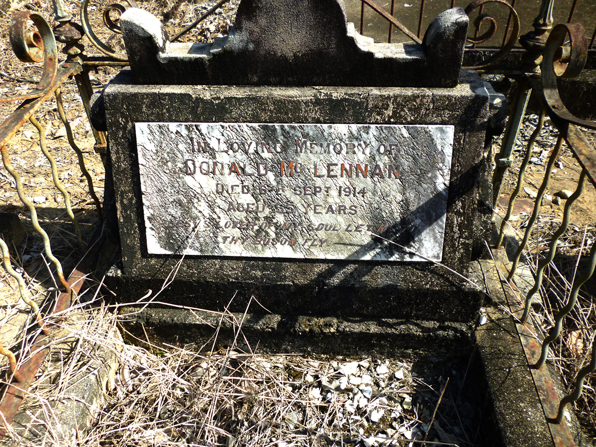 Photo of headstones/Donald McLennan d1914 hdstn Coutts Crossing cem NSW